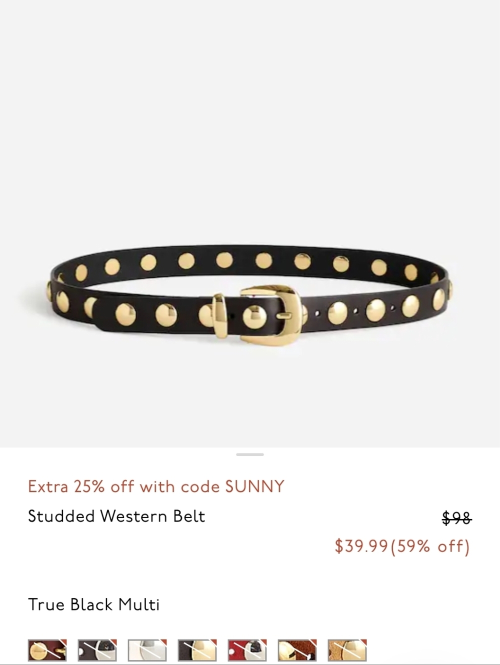 Madewell Studded Western Belt - True Black with Gold Accents